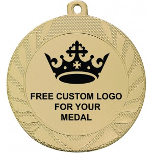 PACK OF 100 BULK BUY 70MM GOLD MEDALS, RIBBON AND CUSTOM LOGO **AMAZING VALUE**